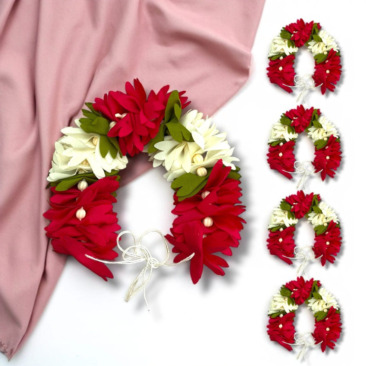 Artificial floral hair garlands for traditional Indian bridal hairstyles