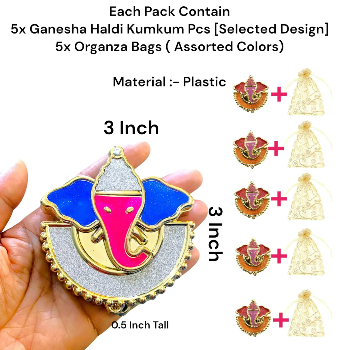 Bulk Decorative Ganesha Haldi Kumkum Holder Roli Chawal / rice Holder Indian Festival Favor Diwali Rakhi Pooja Tilak Platter Housewarming Gifts Wedding Favor - LoveNspire