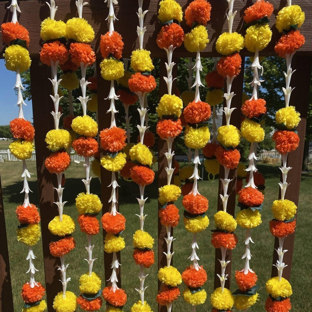 5 Strings Artificial Tuberose Marigold Flowers Garland for Home Party Door Hanging Diwali Decorations Day of the Dead Dia De Los Muertos Ofrenda Halloween Mexican Marygold Traditional Decor - LoveNspire