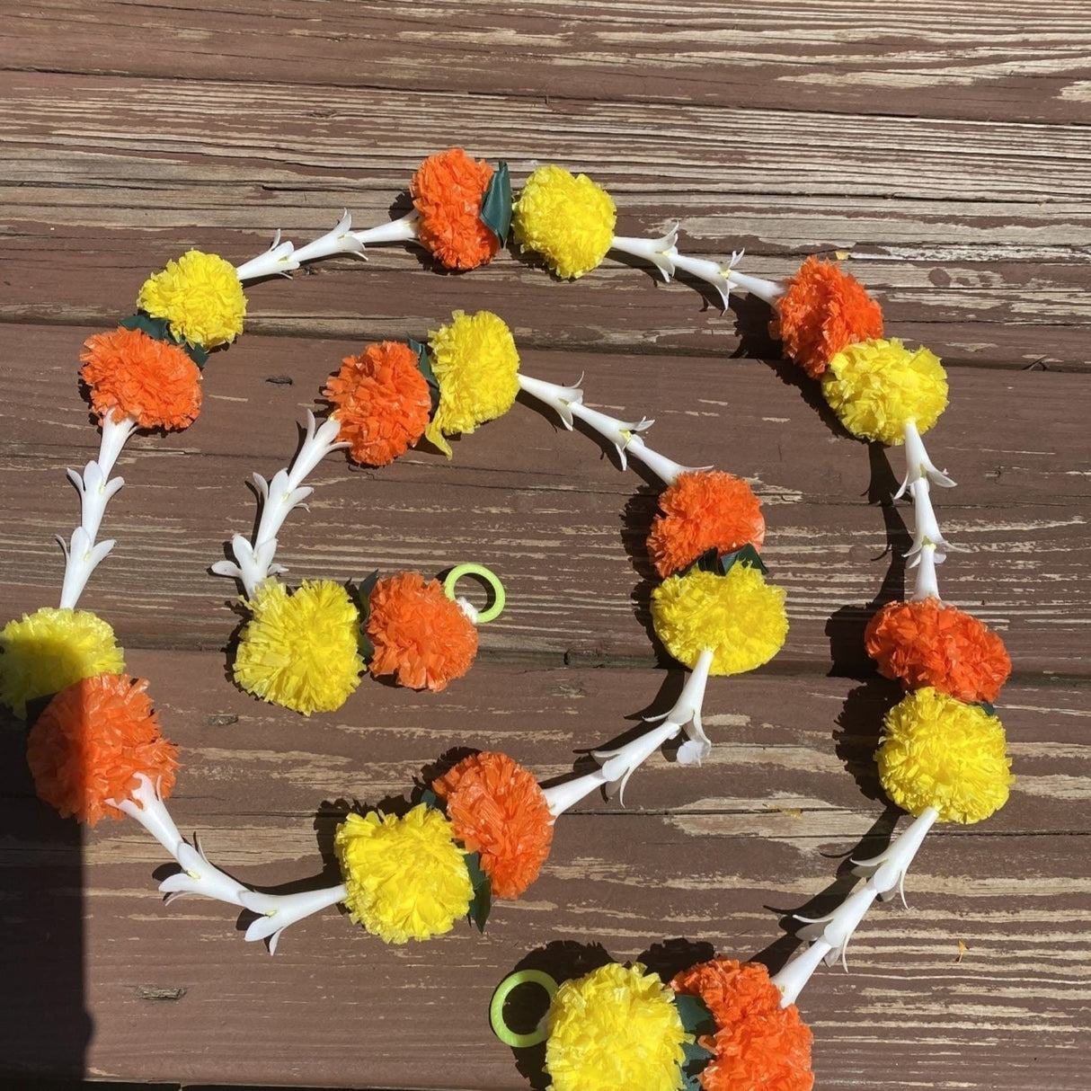 5 Strings Artificial Tuberose Marigold Flowers Garland for Home Party Door Hanging Diwali Decorations Day of the Dead Dia De Los Muertos Ofrenda Halloween Mexican Marygold Traditional Decor - LoveNspire