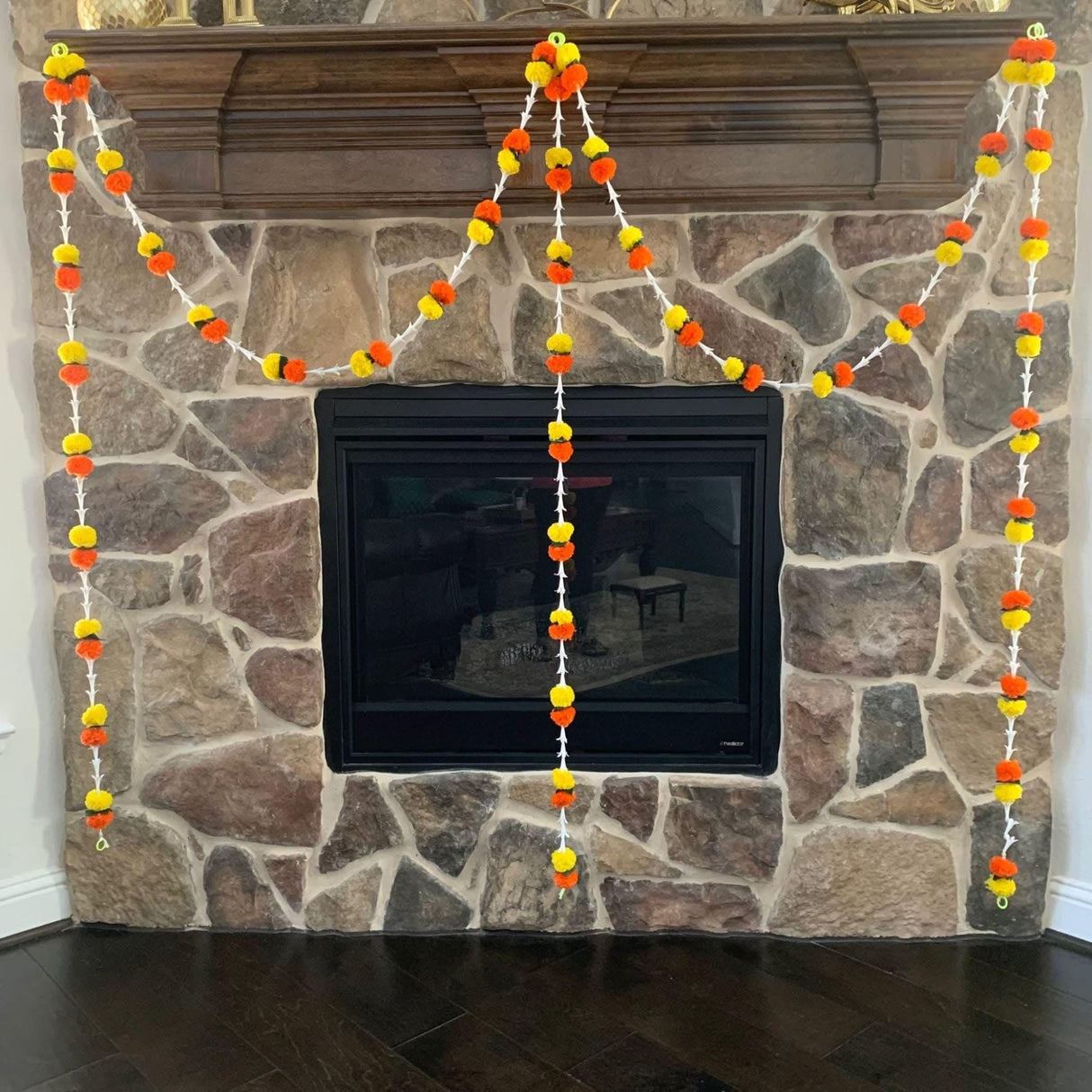 5 Strings Artificial Tuberose Marigold Flowers Garland for Home Party Door Hanging Diwali Decorations Day of the Dead Dia De Los Muertos Ofrenda Halloween Mexican Marygold Traditional Decor - LoveNspire