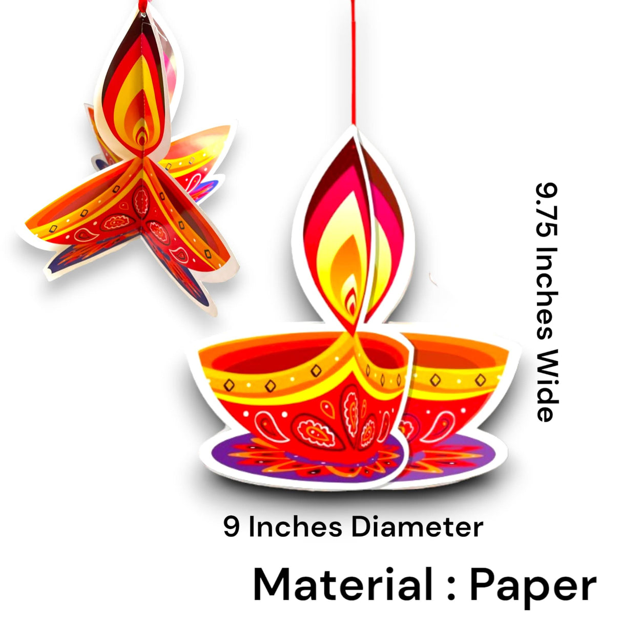 5ct Paper Hanging Diwali Diya, Diwali Decoration, Diwali Decor, Diwali Decorations, Diwali Party, Deepawali Hanging, Diwali Garland - LoveNspire