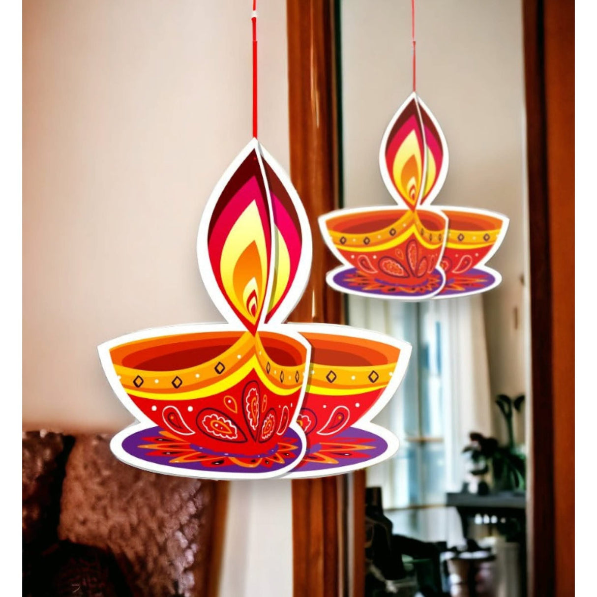 5ct Paper Hanging Diwali Diya, Diwali Decoration, Diwali Decor, Diwali Decorations, Diwali Party, Deepawali Hanging, Diwali Garland - LoveNspire