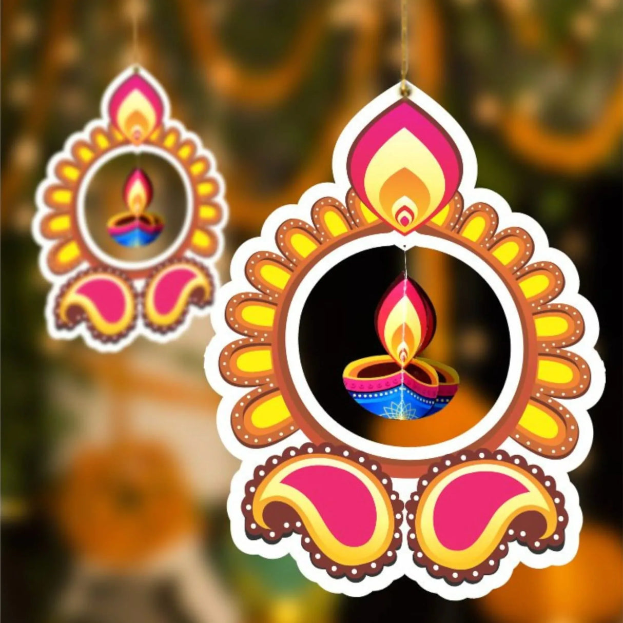 5ct Paper Hanging Rangoli Deepak for Diwali Decoration, Diwali Decor, Diwali Decorations, Diwali Party, Deepawali Hanging, Diwali Garland - LoveNspire