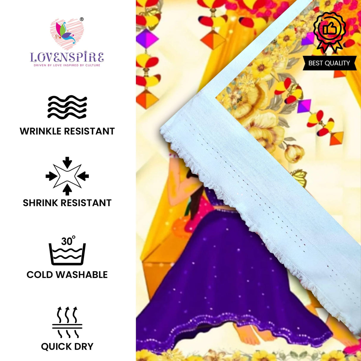 5x8 Feet Haldi Ceremony Backdrop Indian Traditional Cloth Backdrop Haldi Banner Indian Wall Art Photo Decor Banner Indian Wedding Backdrop Decorative Cloth Haldi Stage Decor - LoveNspire