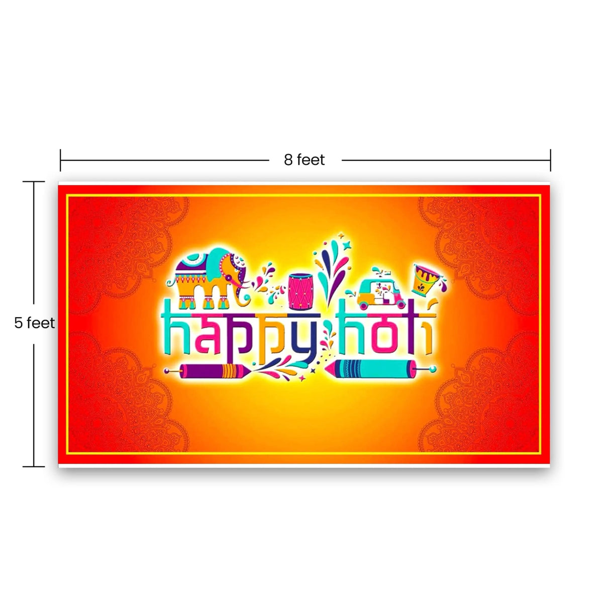 5x8 Ft Happy Holi Backdrop Cloth Banner Indian Hindu Indoor Outdoor Photography Home Wall Hanging Background Decoration Colorful Holi Party Supplies Decorations Backdrop - LoveNspire
