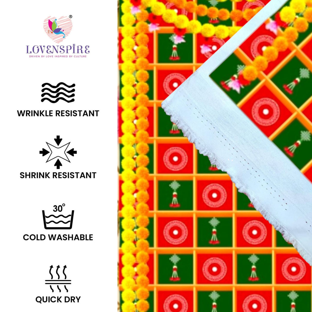 5x8 Ft Marigold Indian Wedding Cloth Backdrop Traditional Photography Pooja Backdrop Wall Art Photo Decor Banner Diwali Decor Hindu Wedding Marriage Bridal Shower Decorations Photoshoot - LoveNspire