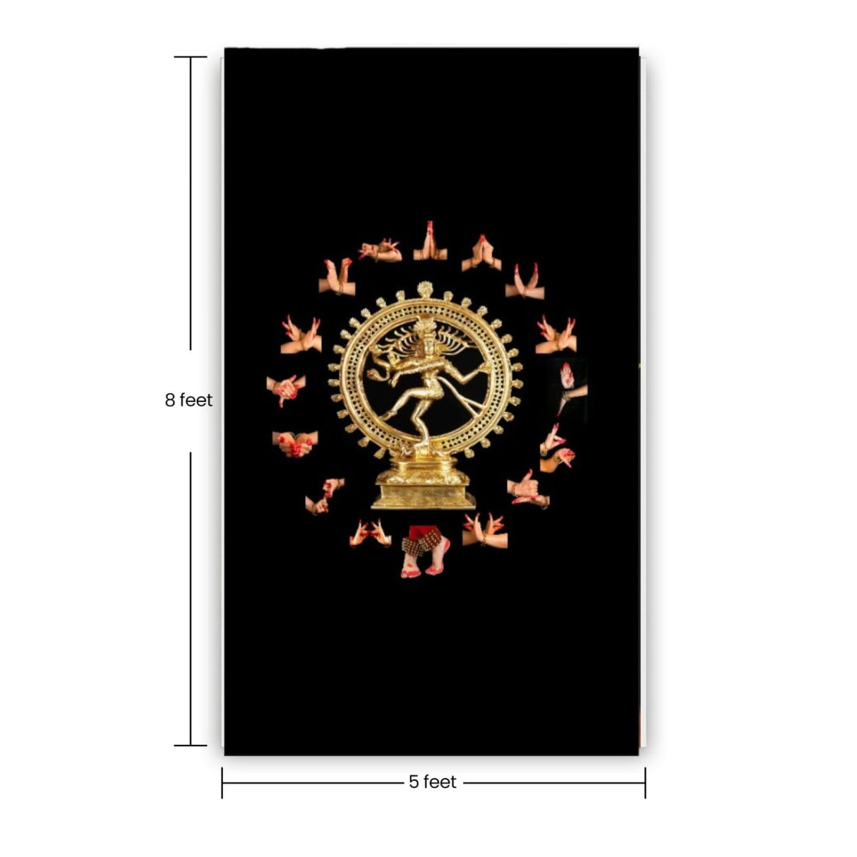5x8ft Arangetram Natraj Backdrop Cloth Banner Hindu God Dancing Shiva Nataraja Indian Hindu Banner for Home Decor Temple Wall Hanging Photo Background for Indian Themed Party Decor - LoveNspire