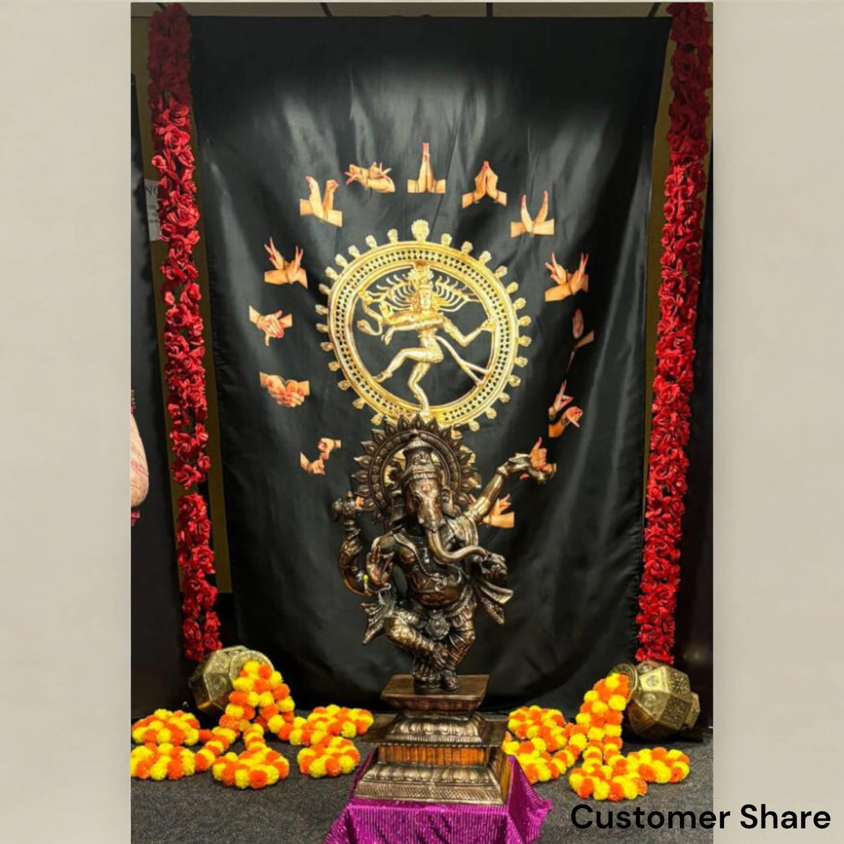 5x8ft Arangetram Natraj Backdrop Cloth Banner Hindu God Dancing Shiva Nataraja Indian Hindu Banner for Home Decor Temple Wall Hanging Photo Background for Indian Themed Party Decor - LoveNspire