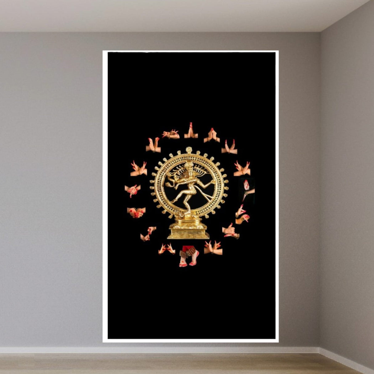 5x8ft Arangetram Natraj Backdrop Cloth Banner Hindu God Dancing Shiva Nataraja Indian Hindu Banner for Home Decor Temple Wall Hanging Photo Background for Indian Themed Party Decor - LoveNspire
