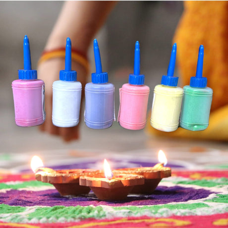 Rangoli Powder Kit Art Sand Diy Arts & Crafts Rangoli Colour Kit for Home Floor Table Diwali Navratri Pongal Puja Mandir Decor - Deepawali Decoration - Housewarming Return Gifts (6 Colors) - LoveNspire