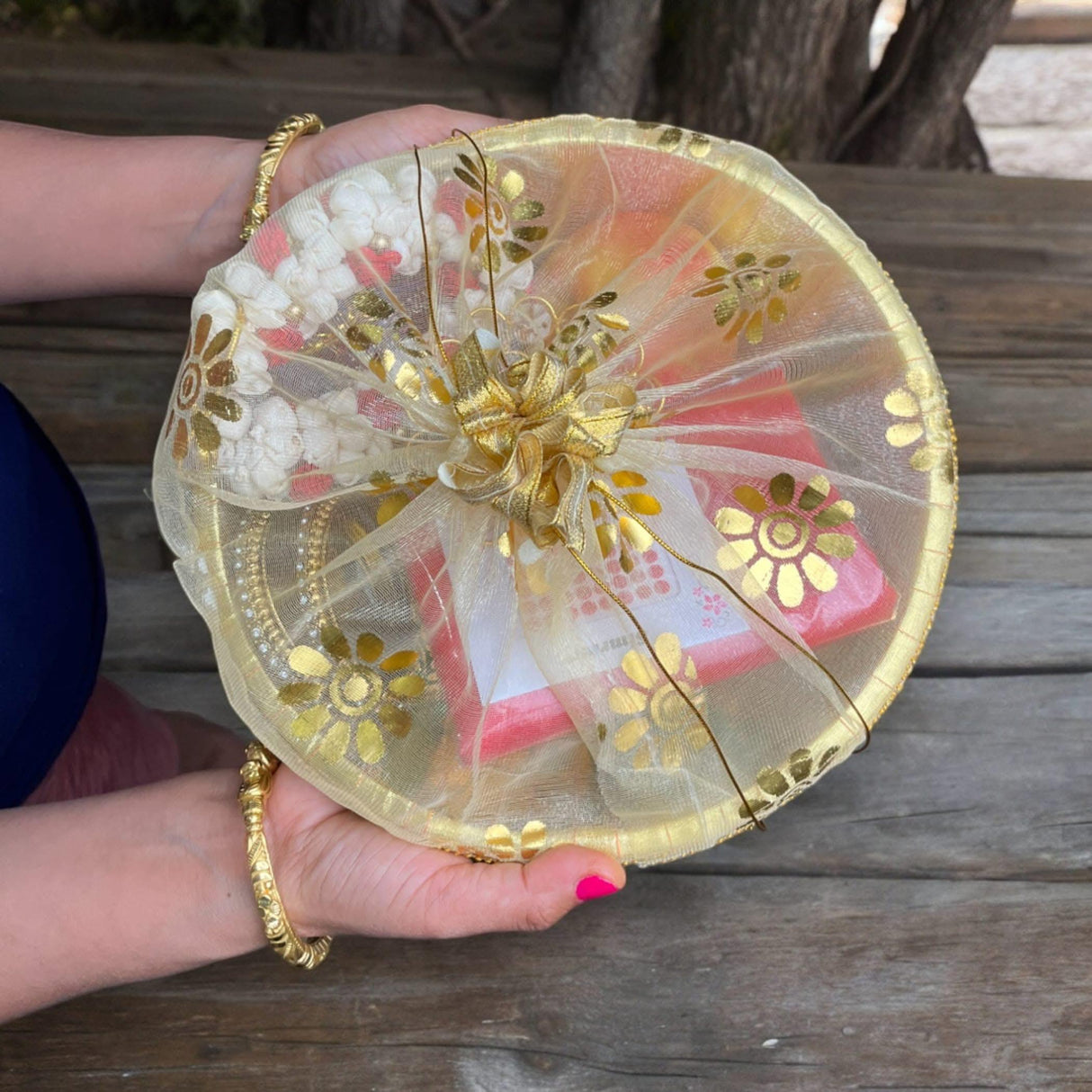 5ct 10 Inch Handmade Decorated Gift Basket with Readymade Net Packing for Indian Wedding Baby Shower Engagement Diwali Housewarming Return Gifts - Baskets for Storage - LoveNspire