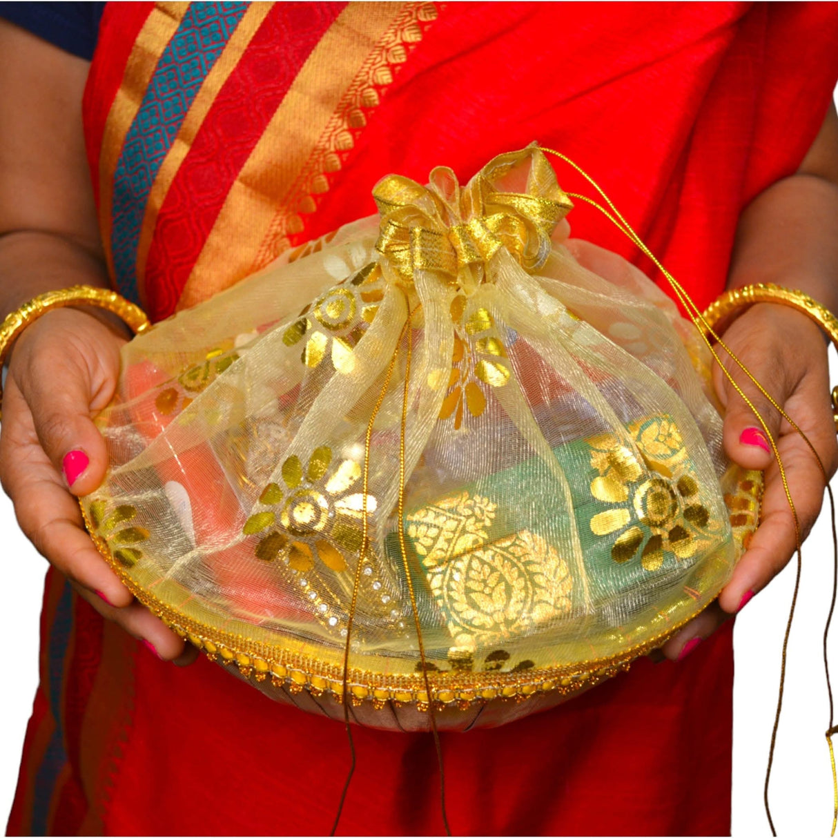5ct 10 Inch Handmade Decorated Gift Basket with Readymade Net Packing for Indian Wedding Baby Shower Engagement Diwali Housewarming Return Gifts - Baskets for Storage - LoveNspire