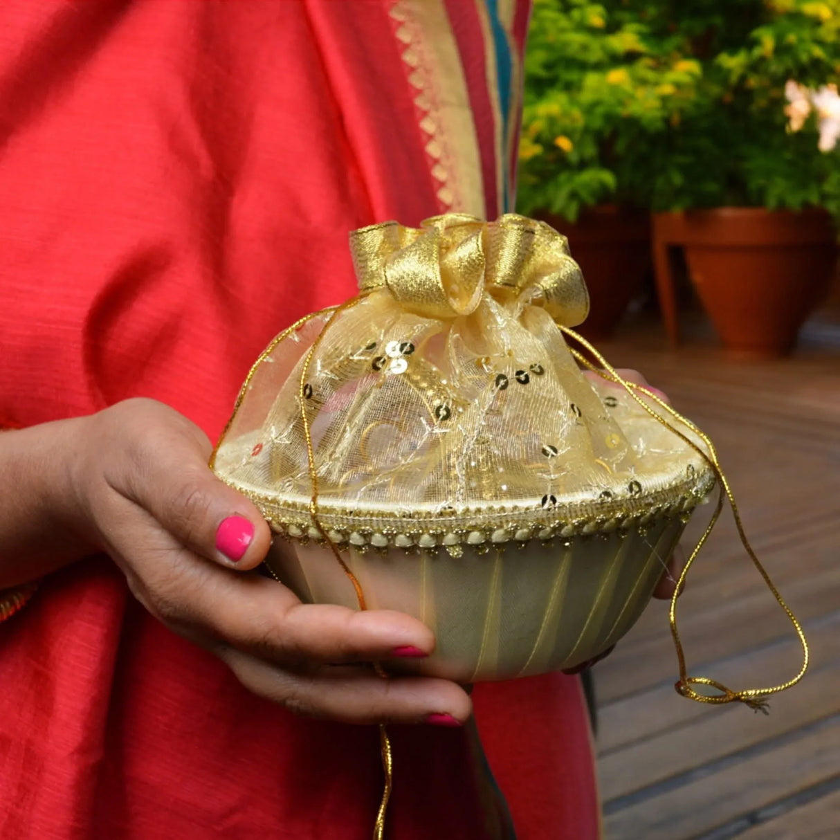 5ct - 6inch Handmade Decorated Gift Basket with Readymade Net Packing for Indian Wedding Baby Shower Engagement Diwali Housewarming Return Gifts - Baskets for Storage - LoveNspire