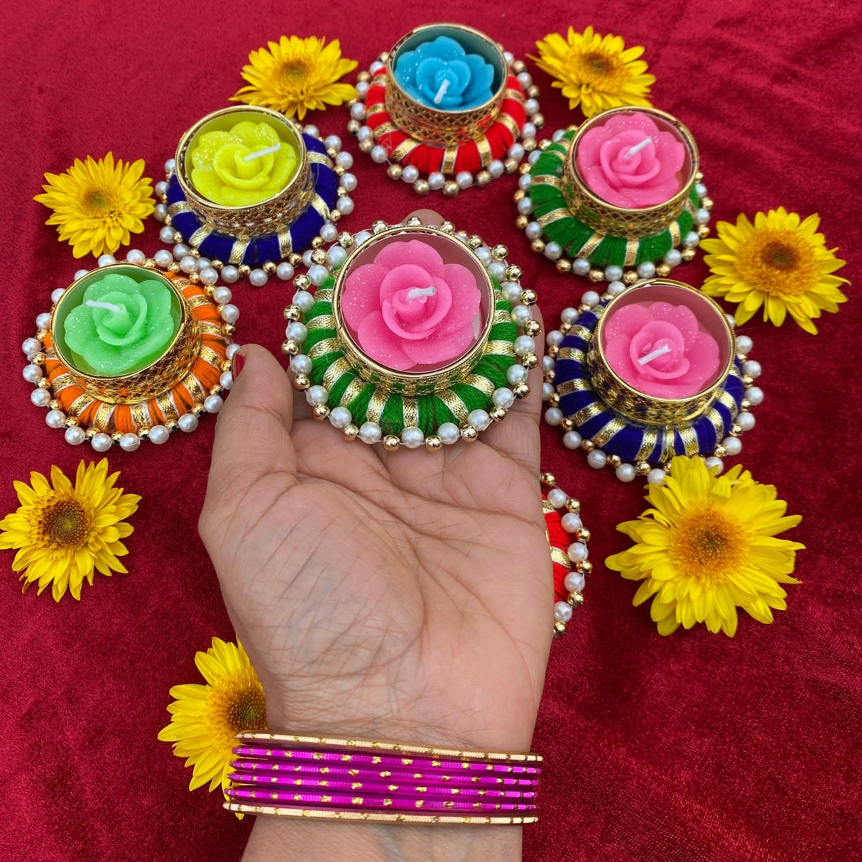 Candle Holder 8 Pieces T-light Holder Candle Stand Tealight Diwali Diya Holders for Indian Festival Decorations Lighting Accessories Navratri Wedding Pooja Home New Year Boho Decor - LoveNspire