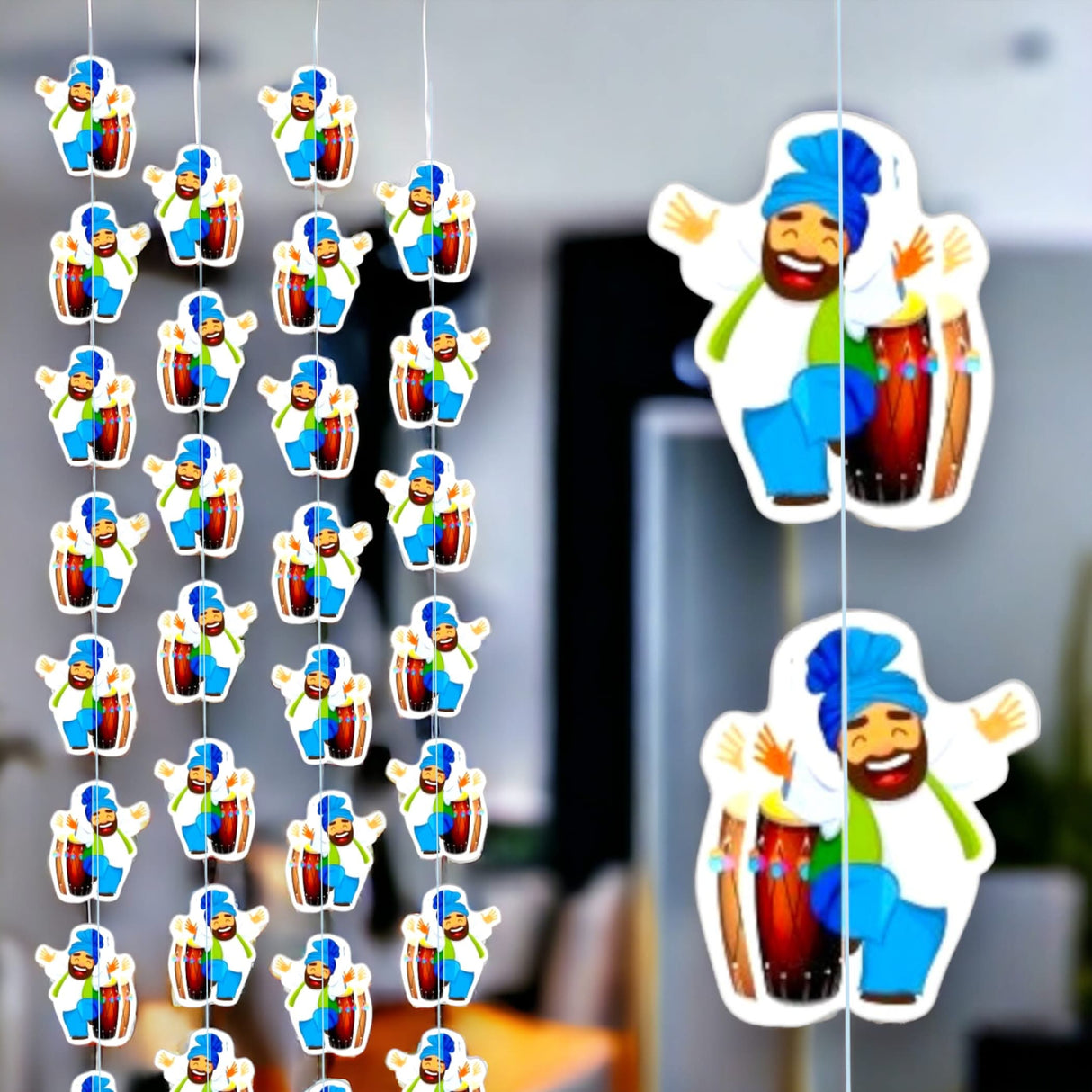 4ct Happy Lohri Hanging Decoration Strings Mini Paper Frill Wall Hanging Indian Harvest Festival Lohri Gifting Dancing Punjabi Party Celebration - Lohri Decor for Home Office - LoveNspire