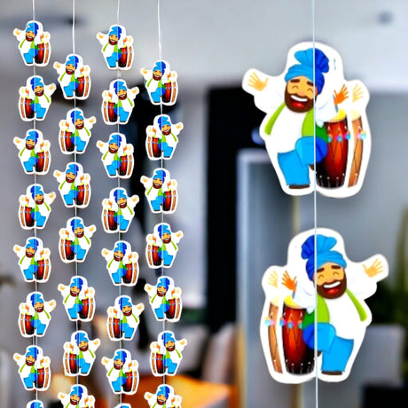 4ct Happy Lohri Hanging Decoration Strings Mini Paper Frill Wall Hanging Indian Harvest Festival Lohri Gifting Dancing Punjabi Party Celebration - Lohri Decor for Home Office - LoveNspire