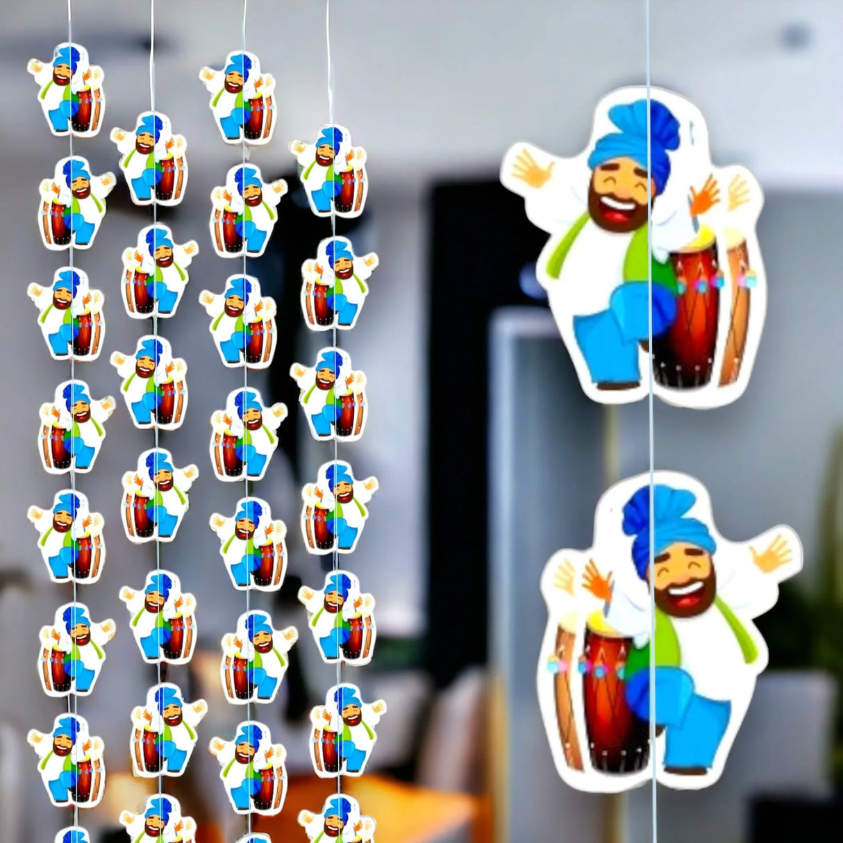 4ct Happy Lohri Hanging Decoration Strings Mini Paper Frill Wall Hanging Indian Harvest Festival Lohri Gifting Dancing Punjabi Party Celebration - Lohri Decor for Home Office - LoveNspire