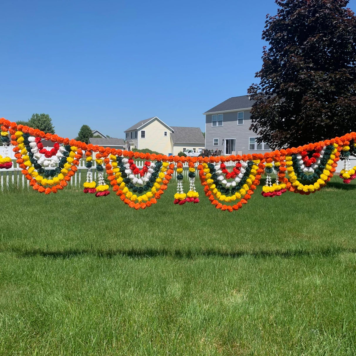 9.6 Feet Jumbo Marigold Jasmine Door Toran Hanging Valance Marygold Festival Garland Puja Diwali Decoration Day of the Dead Dia De Los Muertos Ofrenda Mexican Fiesta Halloween Decor - LoveNspire