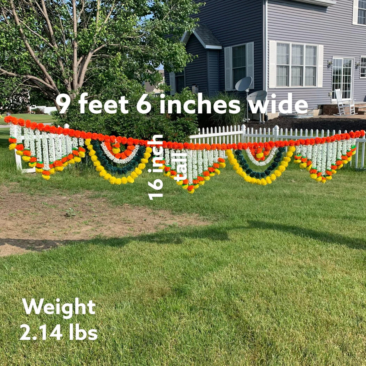 9.6 Feet Jumbo Marigold Jasmine Door Toran Hanging Valance Marygold Festival Garland Puja Diwali Decoration Day of the Dead Dia De Los Muertos Ofrenda Mexican Fiesta Halloween Decor - LoveNspire