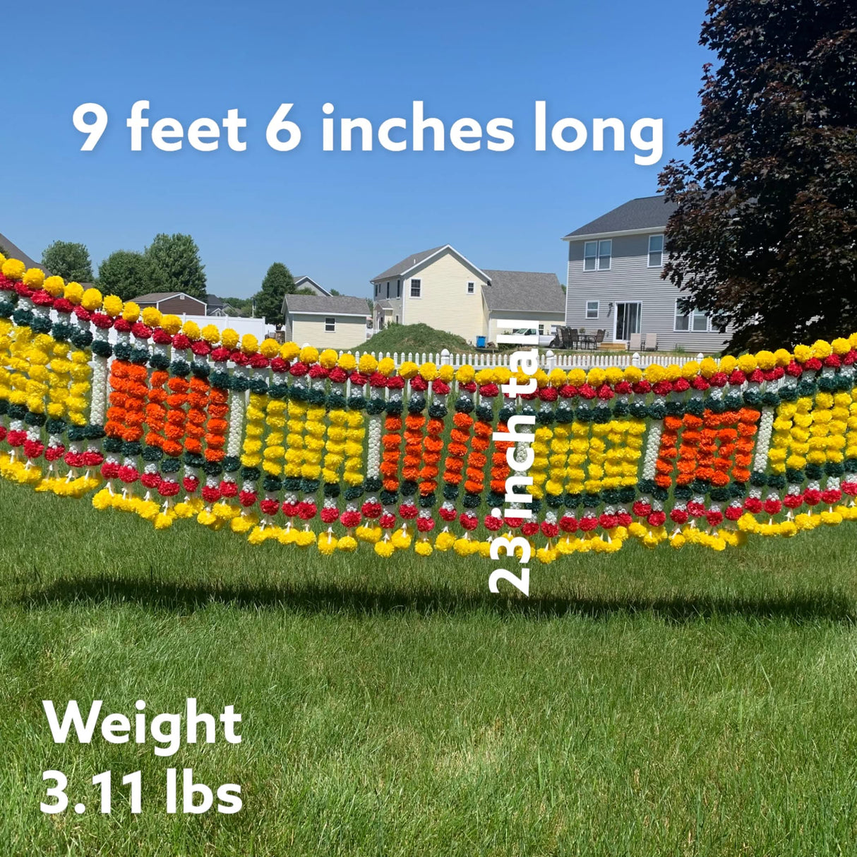 9.6 Feet Jumbo Marigold Jasmine Door Toran Hanging Valance Marygold Festival Garland Puja Diwali Decoration Day of the Dead Dia De Los Muertos Ofrenda Mexican Fiesta Halloween Decor - LoveNspire