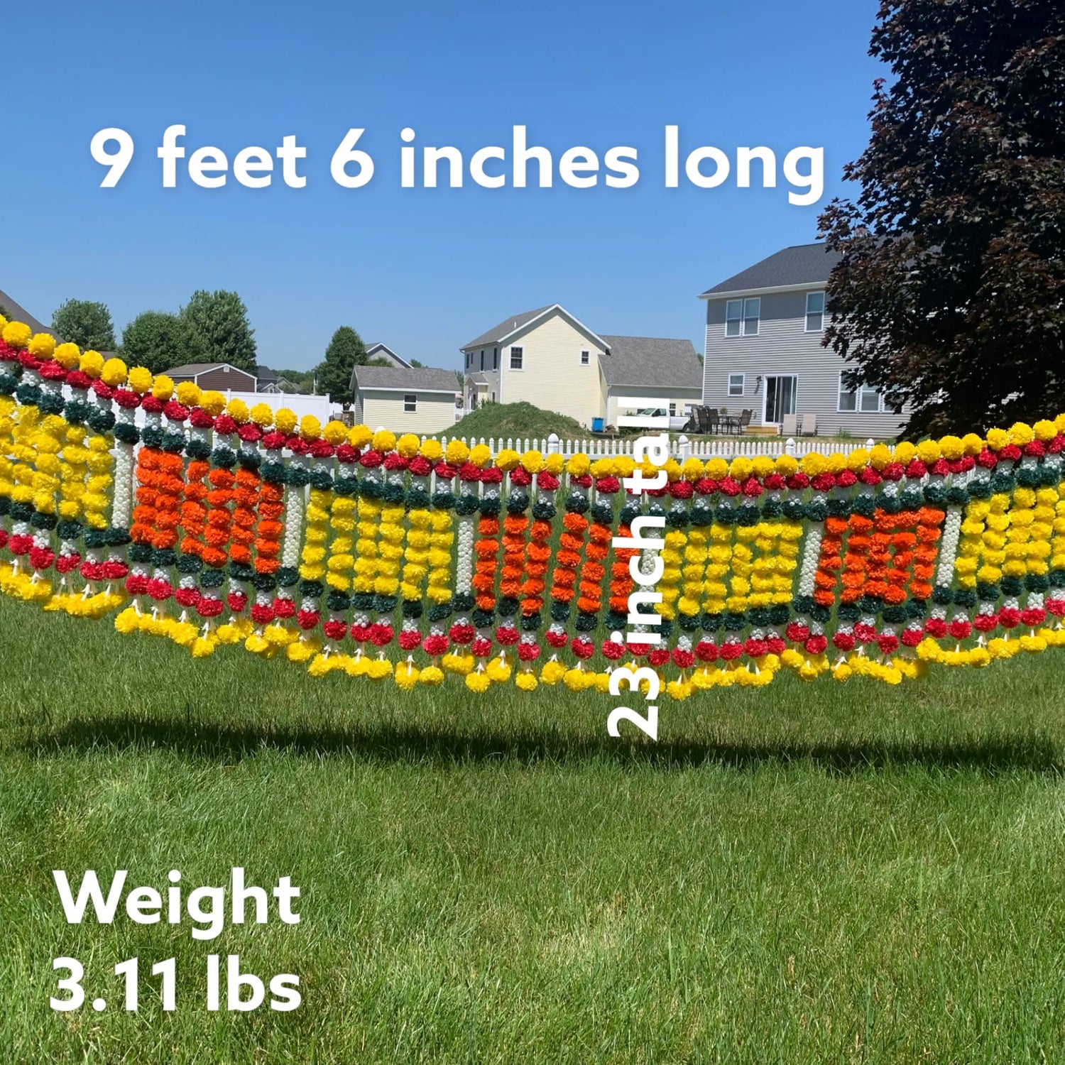 9.6 Feet Jumbo Marigold Jasmine Door Toran Hanging Valance Marygold Festival Garland Puja Diwali Decoration Day of the Dead Dia De Los Muertos Ofrenda Mexican Fiesta Halloween Decor - LoveNspire
