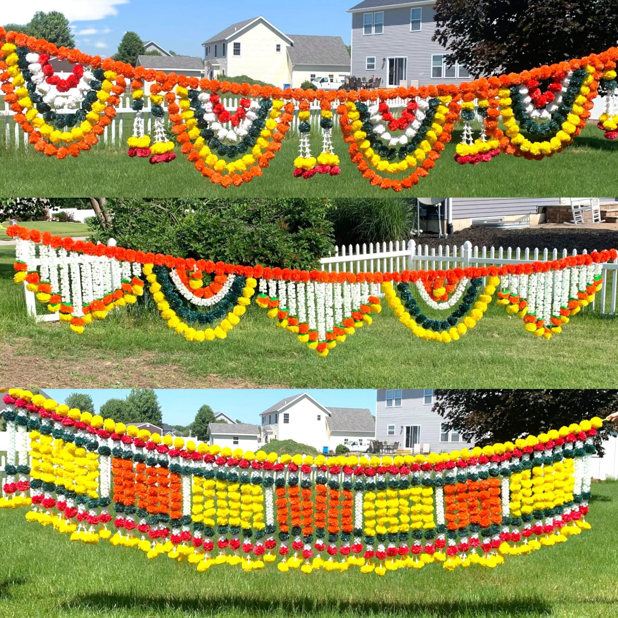 9.6 Feet Jumbo Marigold Jasmine Door Toran Hanging Valance Marygold Festival Garland Puja Diwali Decoration Day of the Dead Dia De Los Muertos Ofrenda Mexican Fiesta Halloween Decor - LoveNspire