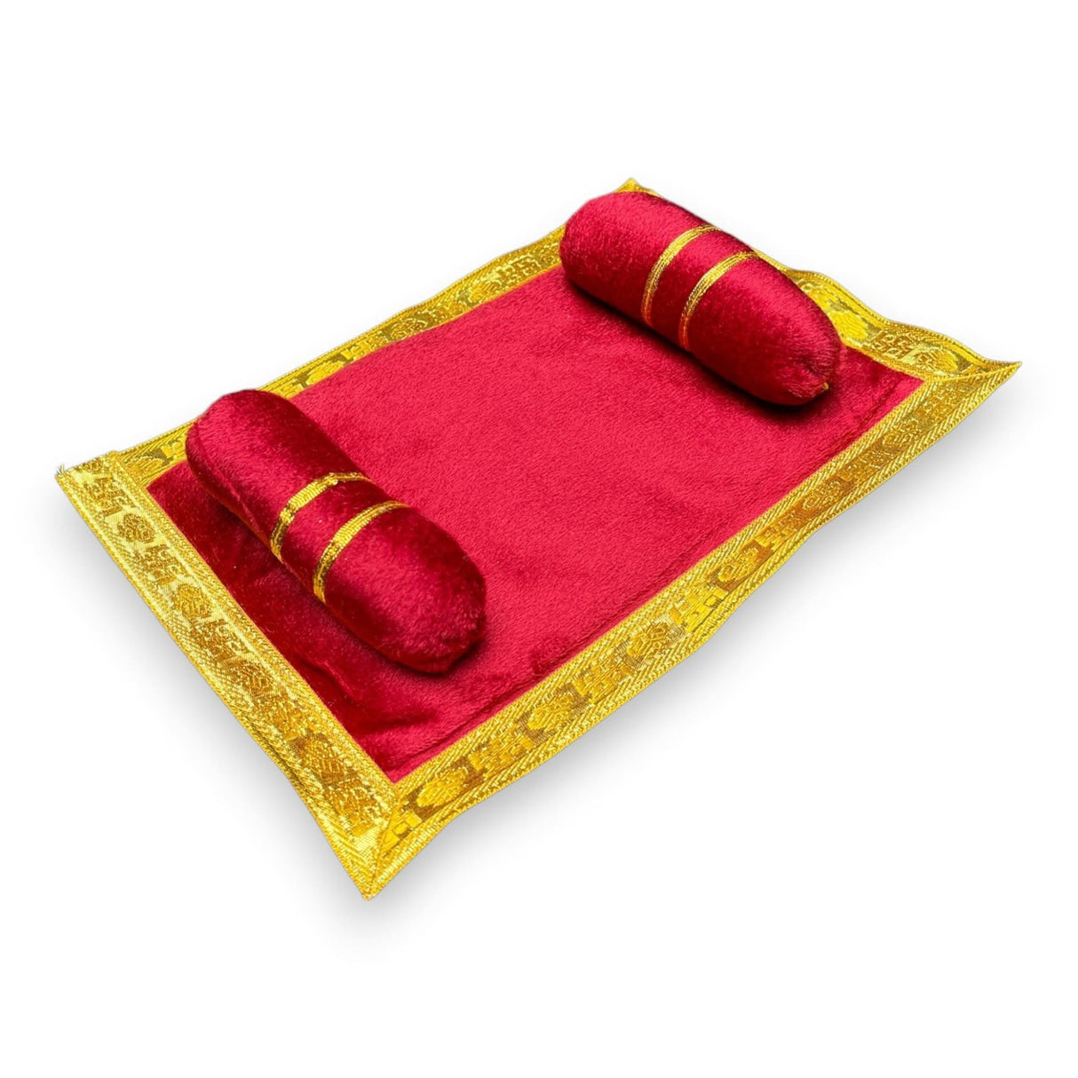 Laddu Gopal Velvet Asan Takiya Pillow Set for Lord Ganesha, Krishna, Kanha Ji, Bal Gopal God Goddess Idol Soft Mattress Cushion/gadda Bed Cum Aasan Set (9.5x6.5 Inch) - LoveNspire