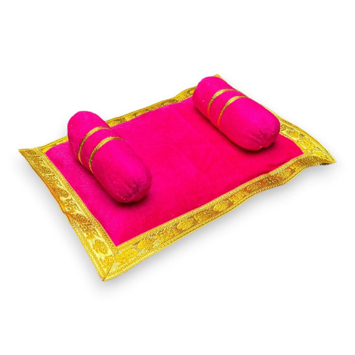 Laddu Gopal Velvet Asan Takiya Pillow Set for Lord Ganesha, Krishna, Kanha Ji, Bal Gopal God Goddess Idol Soft Mattress Cushion/gadda Bed Cum Aasan Set (9.5x6.5 Inch) - LoveNspire