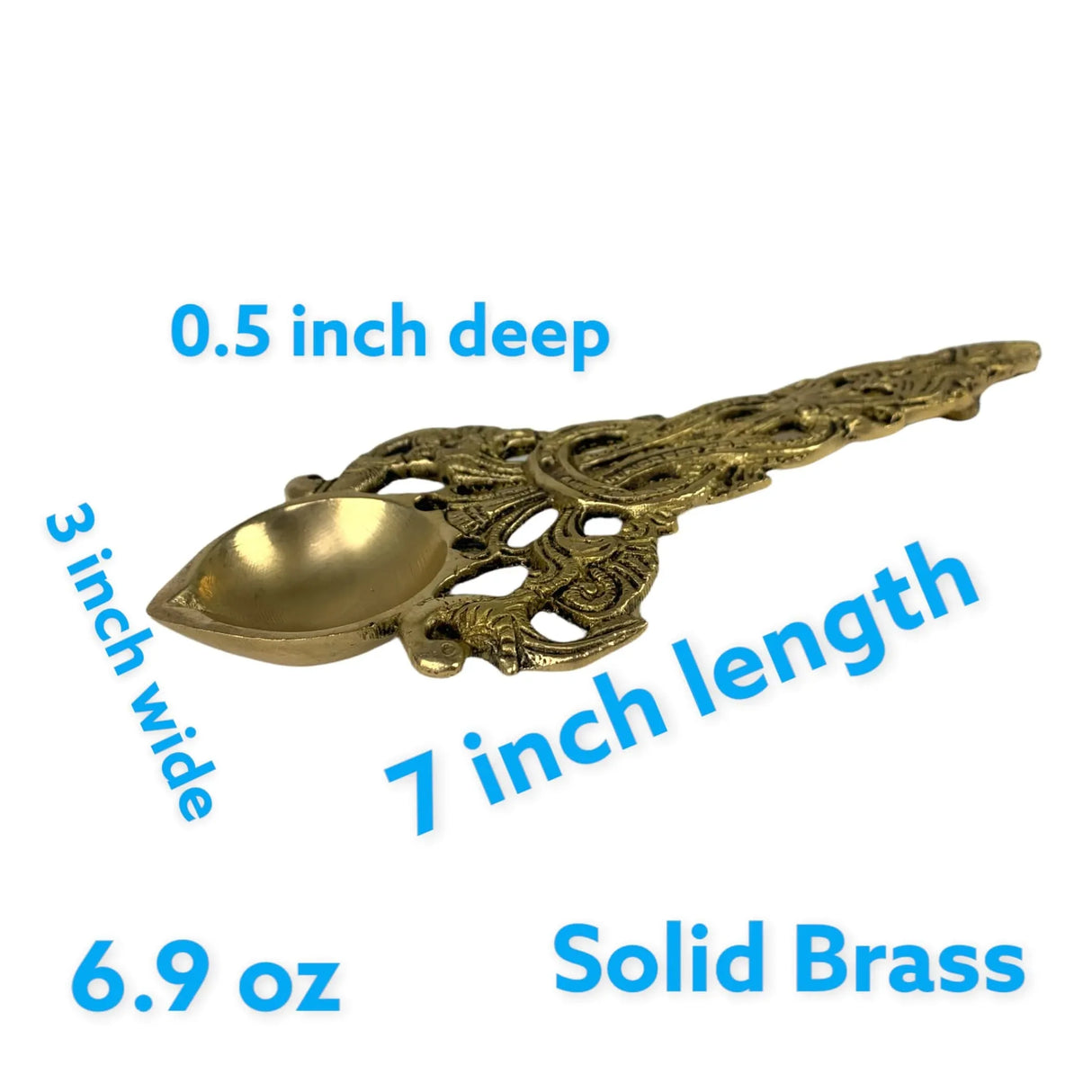 Brass Pooja Aarti Spoon 1 Pc Diya Twin Peacock Design Round Hawan Spoon for Pouring Ghee in Hawan Kund Diwali Gift Ethnic Indian Aarti Spoon Wedding Return Gifts Home Temple Decor - LoveNspire