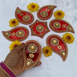 Acrylic Rangoli Set Indian Traditional Handmade Reusable Paisley Design Rangoli Diwali Navratri Home Temple Decor Floor Table Decoration - Deepawali Wedding Housewarming Gift (12 Inches) - LoveNspire