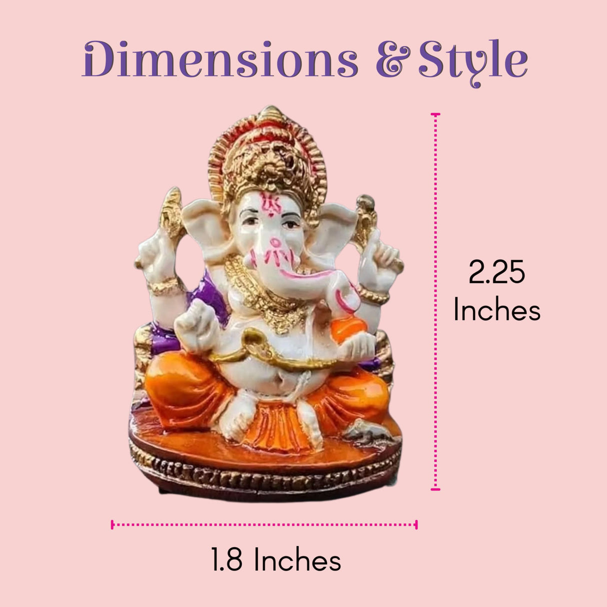 Colorful 2.25-inch acrylic Ganesha statue with white body, gold accents, orange robes