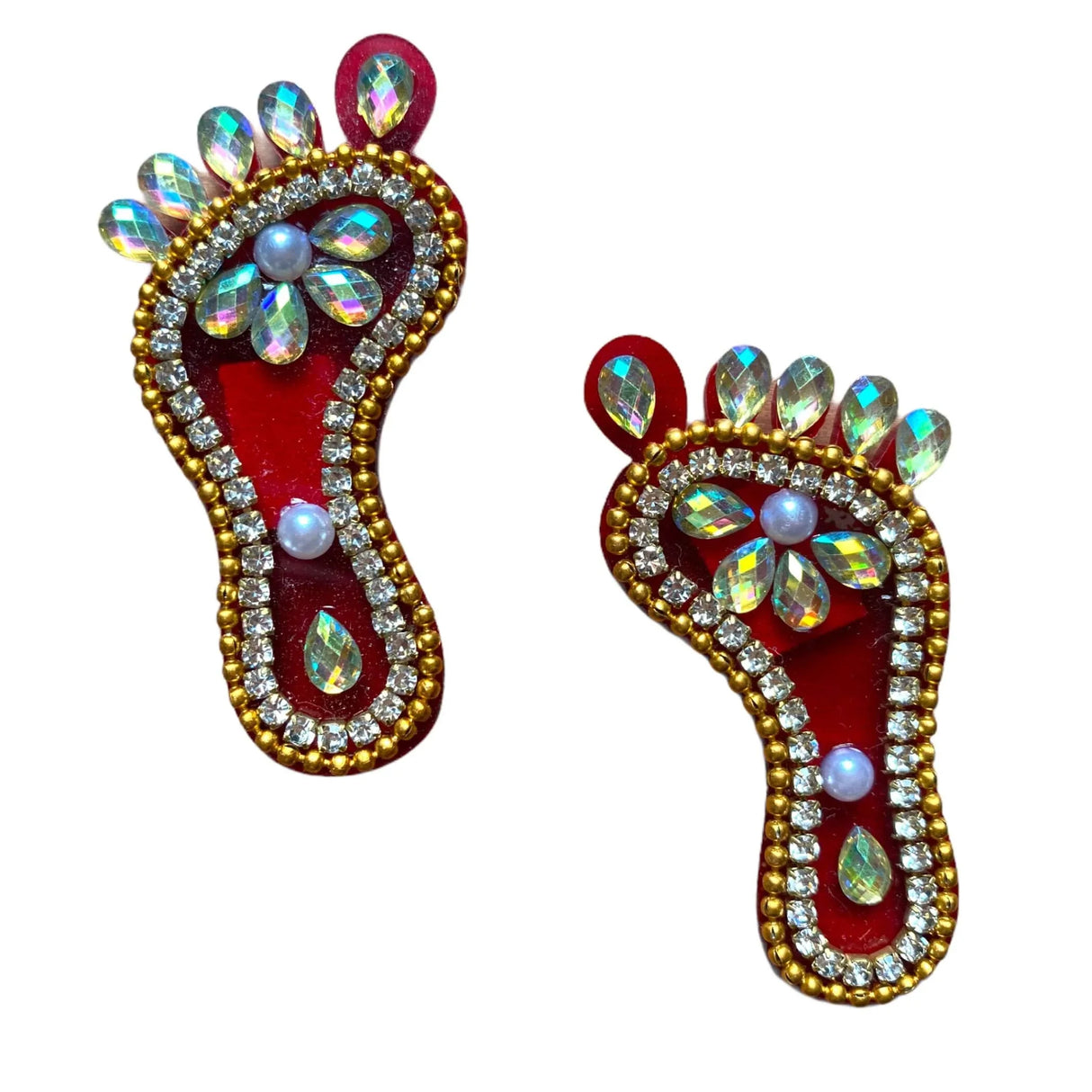 Acrylic Lakshmi Charan Paduka Feet 1 Pairs Laxmi Feet Good Luck Footsteps Shubh Labh Rangoli Sticker for Door Entrance Home Temple Diwali Decoration Indian Traditional Vara Lakshmi Pagla - LoveNspire