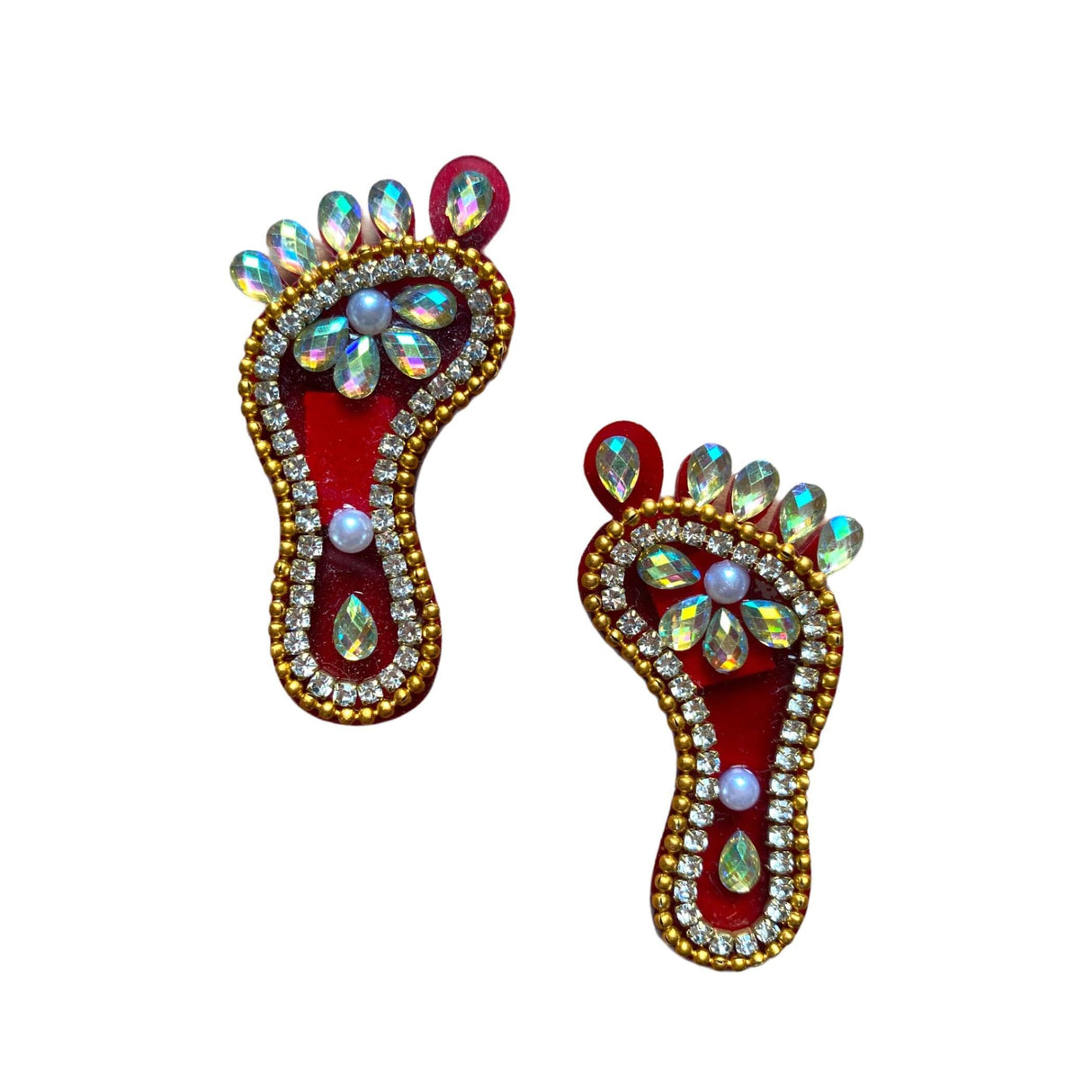 Acrylic Lakshmi Charan Paduka Feet 1 Pairs Laxmi Feet Good Luck Footsteps Shubh Labh Rangoli Sticker for Door Entrance Home Temple Diwali Decoration Indian Traditional Vara Lakshmi Pagla - LoveNspire