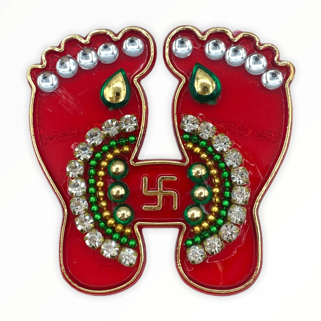 Acrylic Lakshmi Charan Paduka Feet 1 Pair Laxmi Feet Good Luck Footsteps Traditional Rangoli Sticker for Door Entrance Home Temple Diwali Decoration Indian Traditional Vara Lakshmi Pagla - LoveNspire