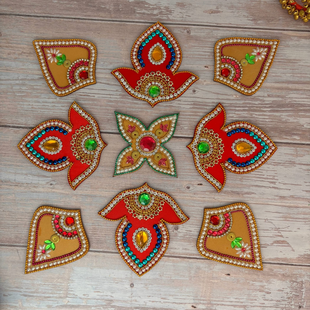 Acrylic Rangoli Set Indian Traditional Handmade Reusable Rangoli Diwali Navratri Christmas Home Decor Floor Table Decoration - Deepawali Wedding Housewarming Gift Pack of 1 (20 Inches) - LoveNspire