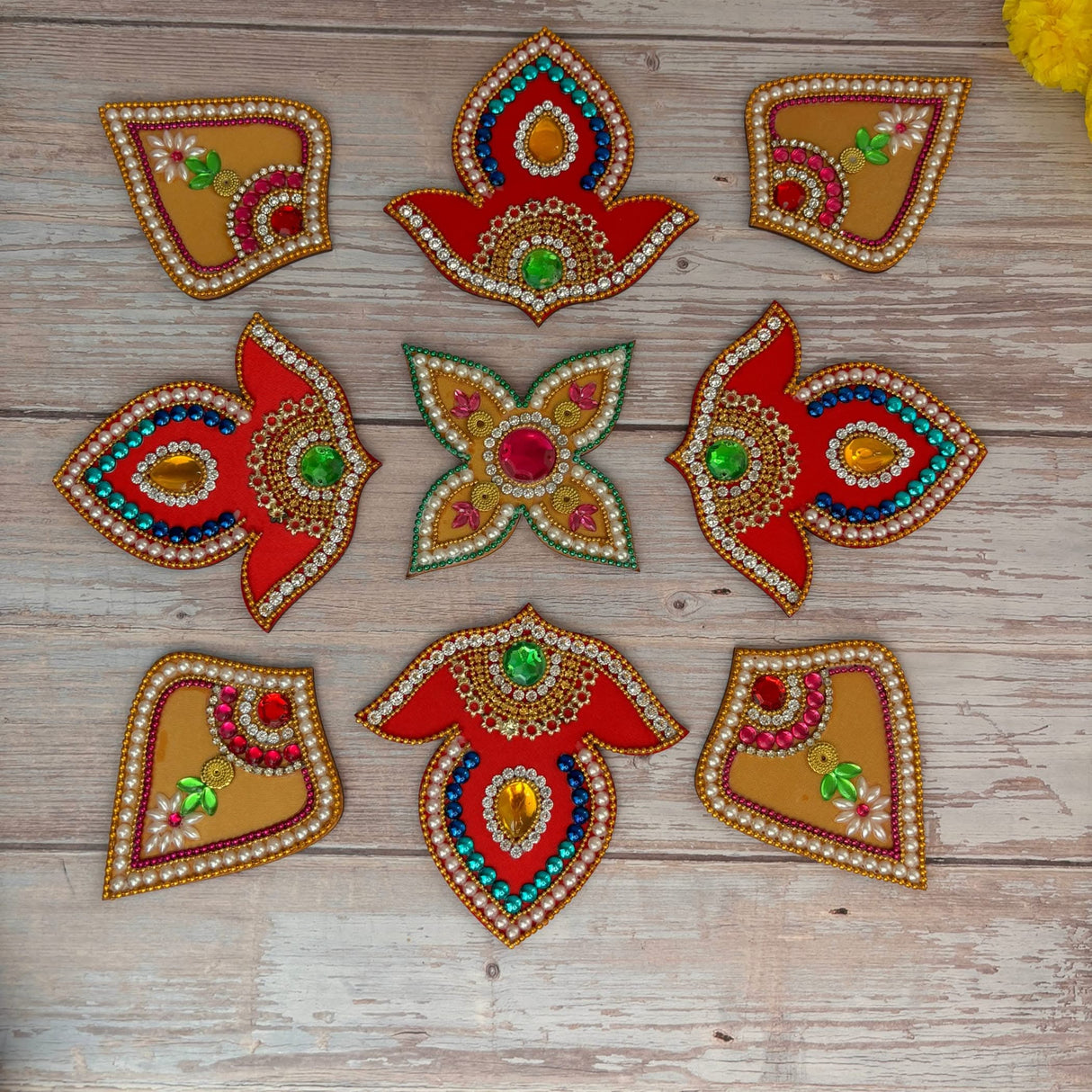 Acrylic Rangoli Set Indian Traditional Handmade Reusable Rangoli Diwali Navratri Christmas Home Decor Floor Table Decoration - Deepawali Wedding Housewarming Gift Pack of 1 (20 Inches) - LoveNspire