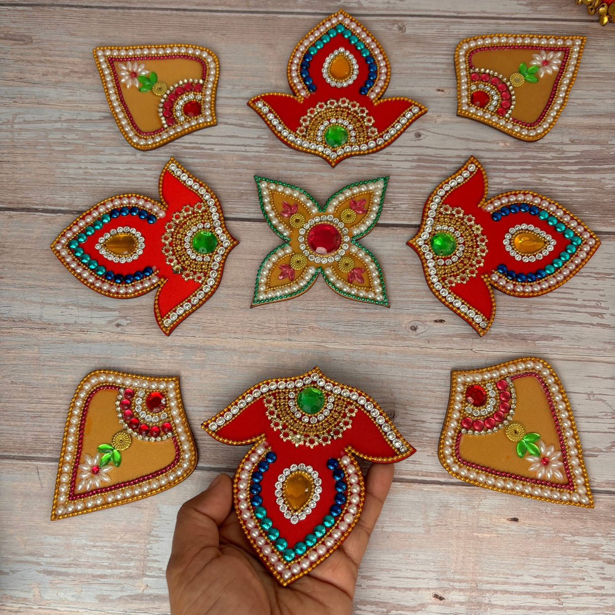 Acrylic Rangoli Set Indian Traditional Handmade Reusable Rangoli Diwali Navratri Christmas Home Decor Floor Table Decoration - Deepawali Wedding Housewarming Gift Pack of 1 (20 Inches) - LoveNspire