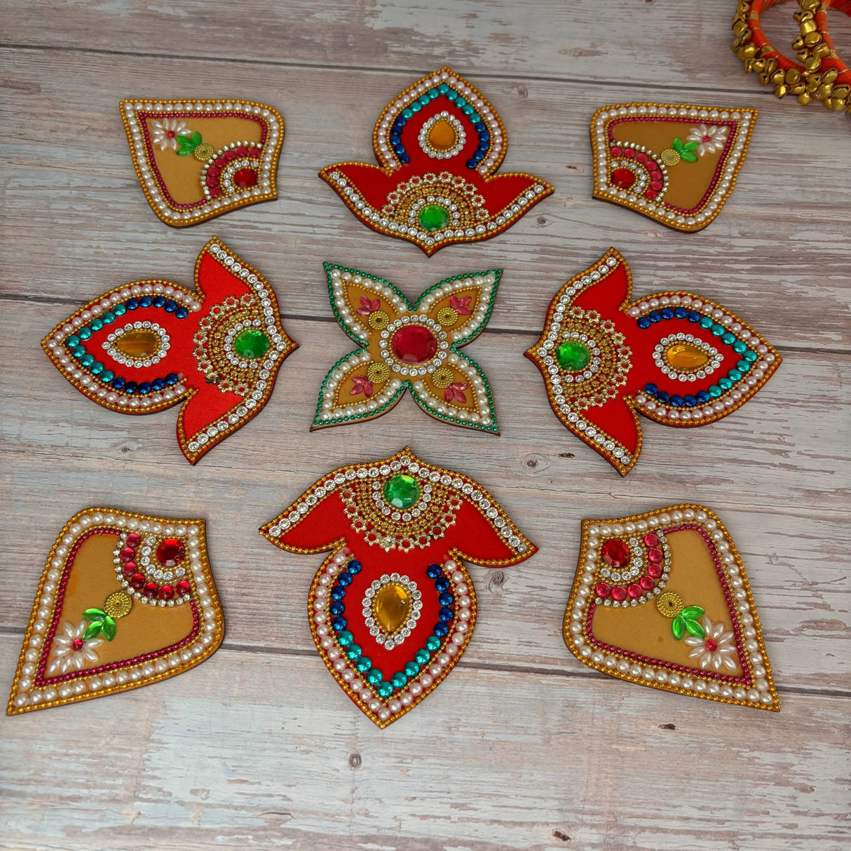 Acrylic Rangoli Set Indian Traditional Handmade Reusable Rangoli Diwali Navratri Christmas Home Decor Floor Table Decoration - Deepawali Wedding Housewarming Gift Pack of 1 (20 Inches) - LoveNspire