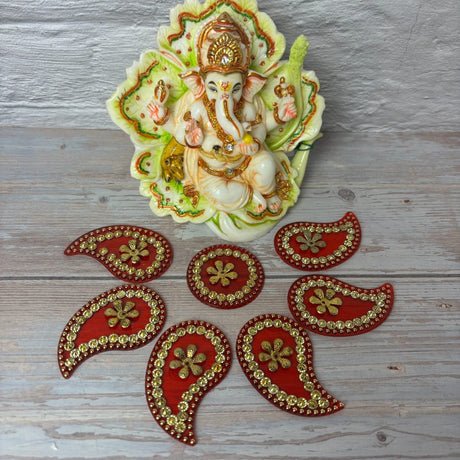 Acrylic Rangoli Set Indian Traditional Handmade Reusable Paisley Design Rangoli Diwali Navratri Home Temple Decor Floor Table Decoration - Deepawali Wedding Housewarming Gift (6.5 Inches) - LoveNspire