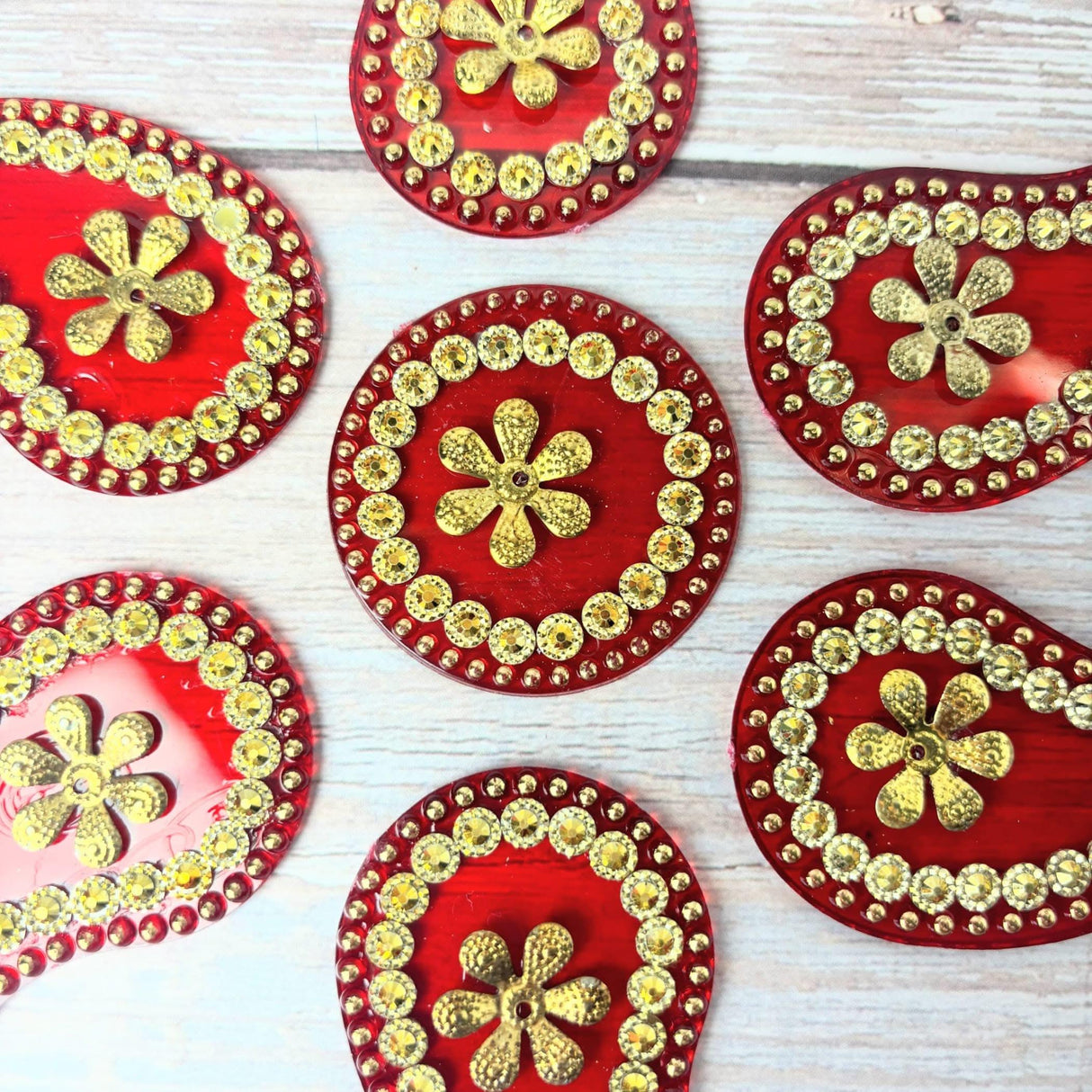 Acrylic Rangoli Set Indian Traditional Handmade Reusable Paisley Design Rangoli Diwali Navratri Home Temple Decor Floor Table Decoration - Deepawali Wedding Housewarming Gift (6.5 Inches) - LoveNspire