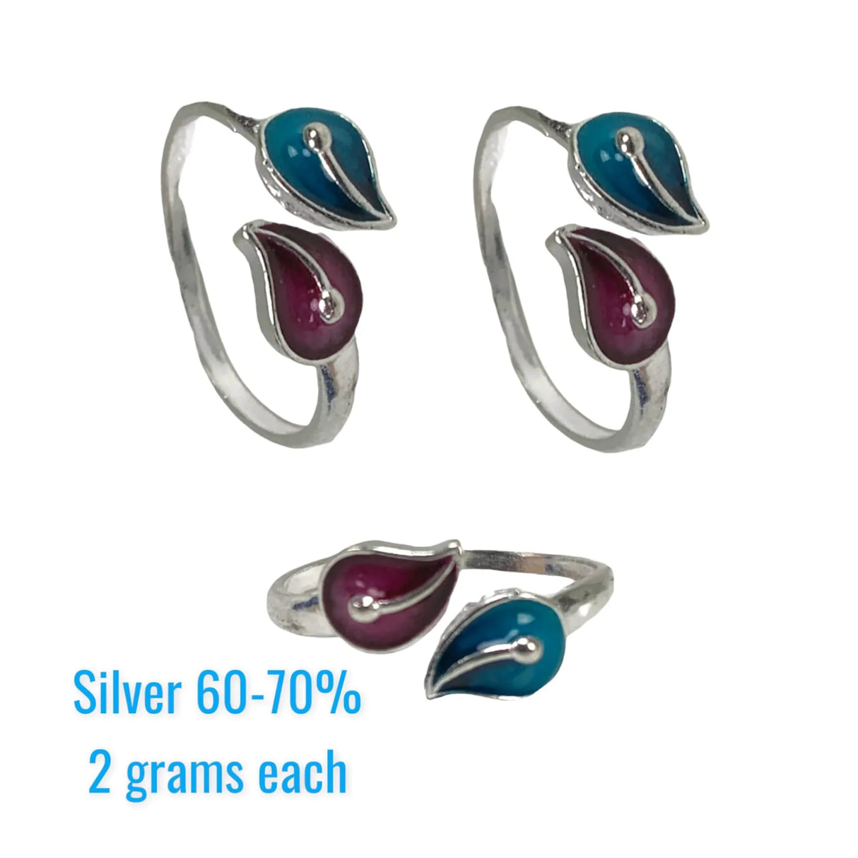 Adjustable Leaf Silver Toe Rings Pair Indian Bichiya Real Silver Feet Accessories Tribal Toe Rings Summer Beach Jewelry Comfort Fit Toe Rings for Women - LoveNspire