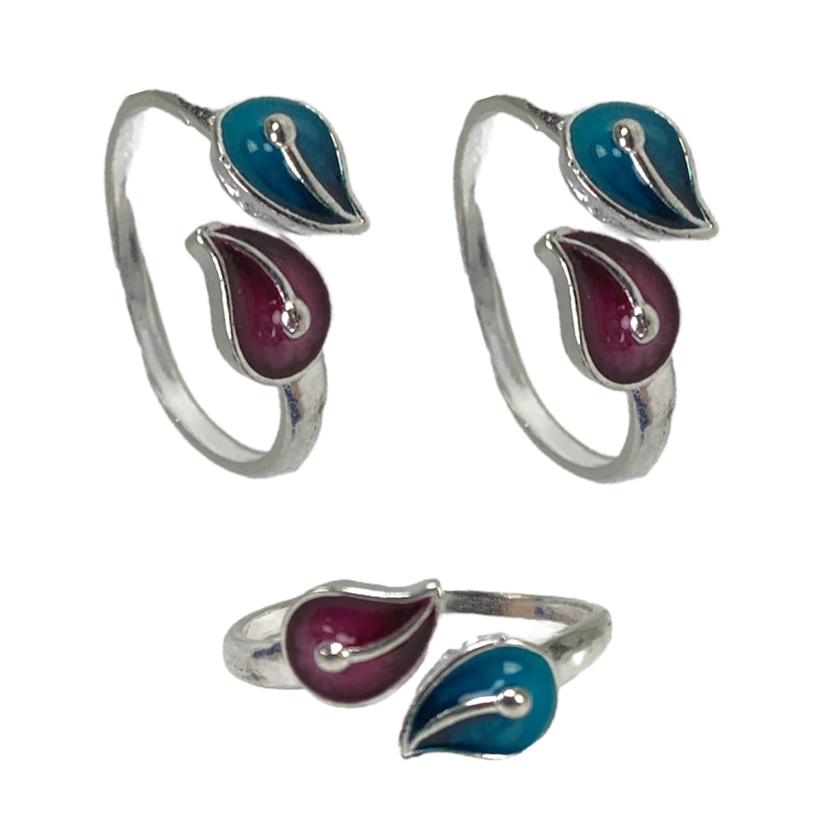 Adjustable Leaf Silver Toe Rings Pair Indian Bichiya Real Silver Feet Accessories Tribal Toe Rings Summer Beach Jewelry Comfort Fit Toe Rings for Women - LoveNspire