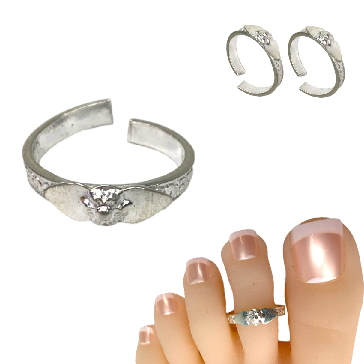 Adjustable Real Silver Toe Rings Pair Indian Bichiya Feet Accessories Tribal Toe Rings Summer Beach Jewelry Comfort Fit Toe Rings for Women - LoveNspire