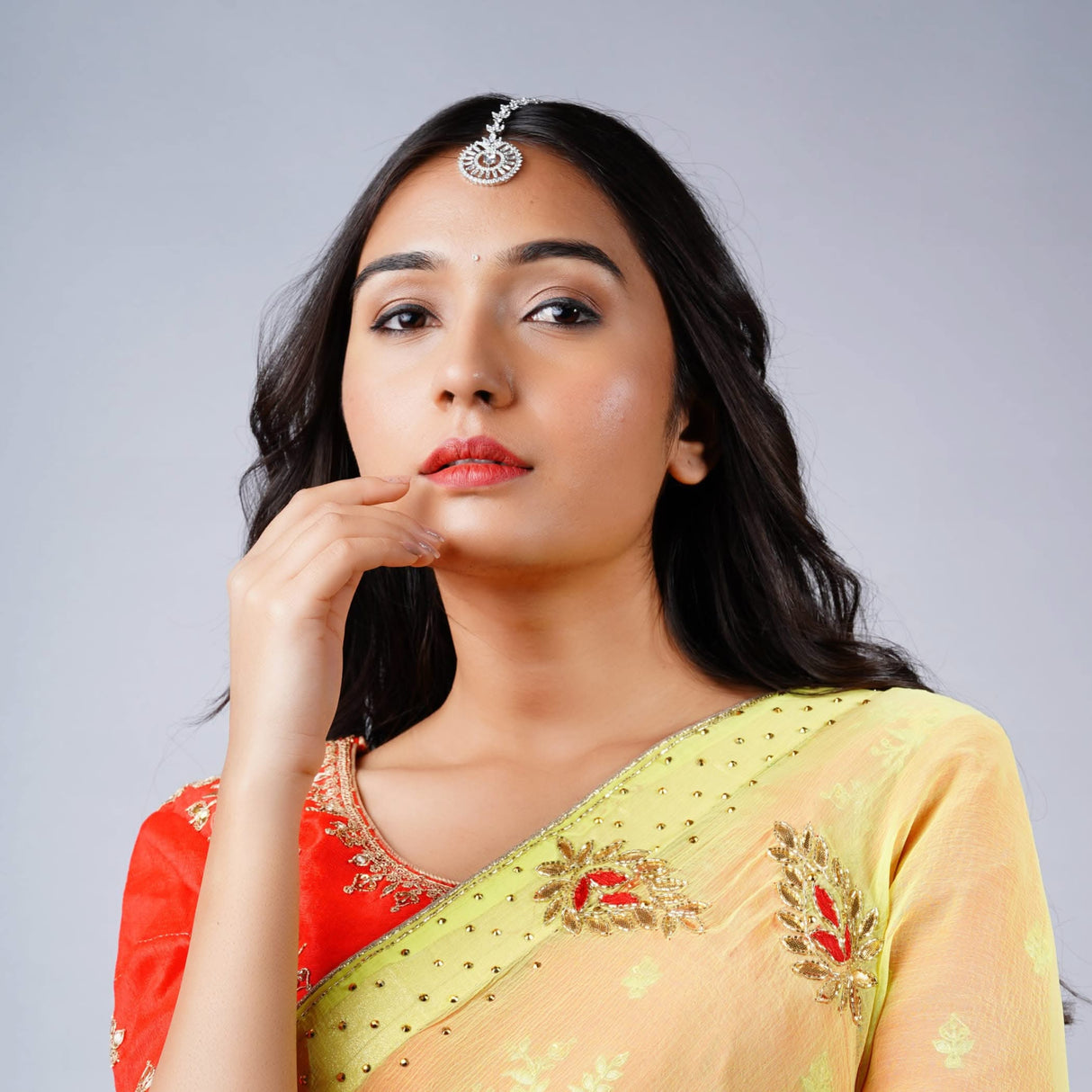 American Diamond Maang Tikka Silver Plated Matha Patti Indian Traditional Women Forehead Jewelry Pakistani Punjabi Wedding Favor Studded Jhoomer Designer Head Accessory Gift for Her - LoveNspire