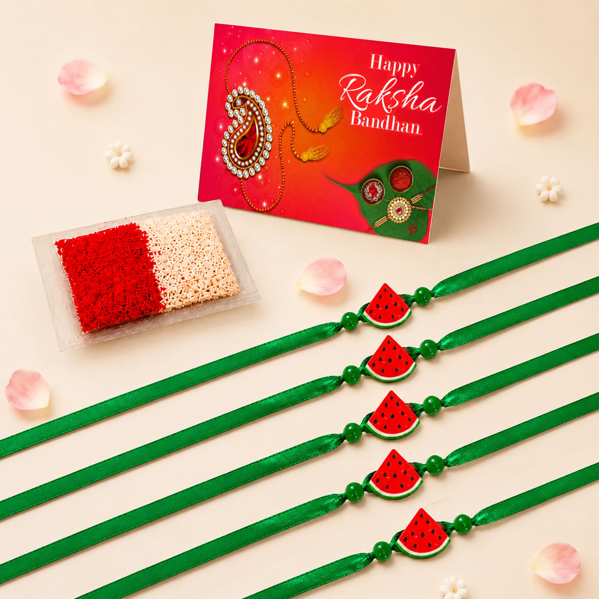 Cute Cartoon Eraser Rakhi for Kids (5 Pcs) – Adjustable Satin Ribbon Bracelet with Fun Eraser Charms, Raksha Bandhan Gift for Brother, Symbol of Good Luck & Protection
