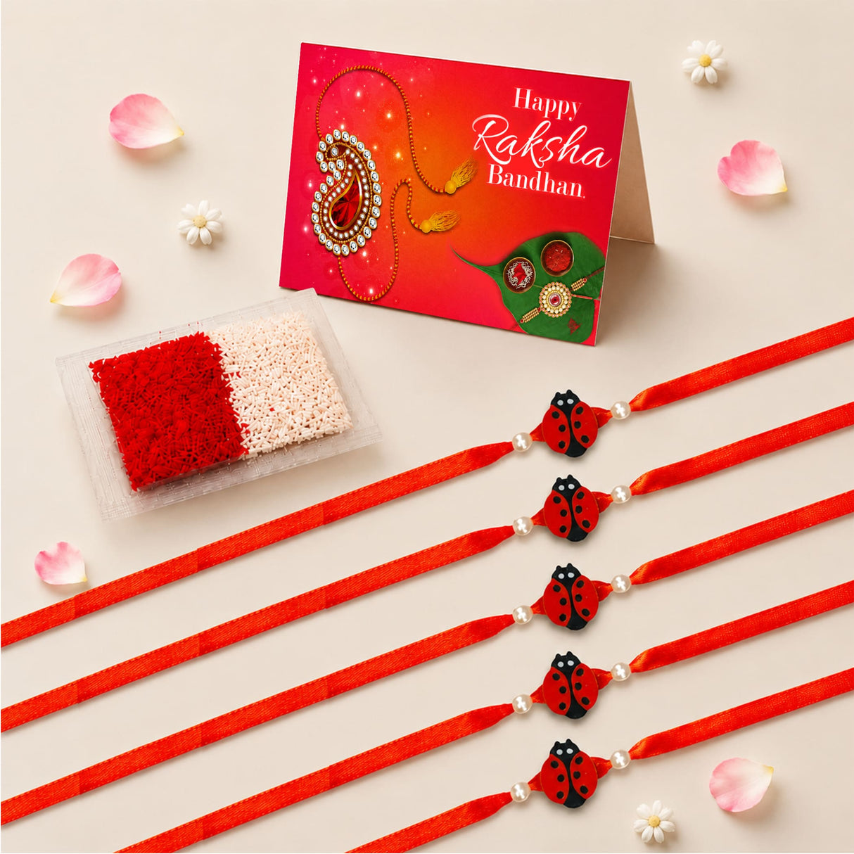 Cute Cartoon Eraser Rakhi for Kids (5 Pcs) – Adjustable Satin Ribbon Bracelet with Fun Eraser Charms, Raksha Bandhan Gift for Brother, Symbol of Good Luck & Protection