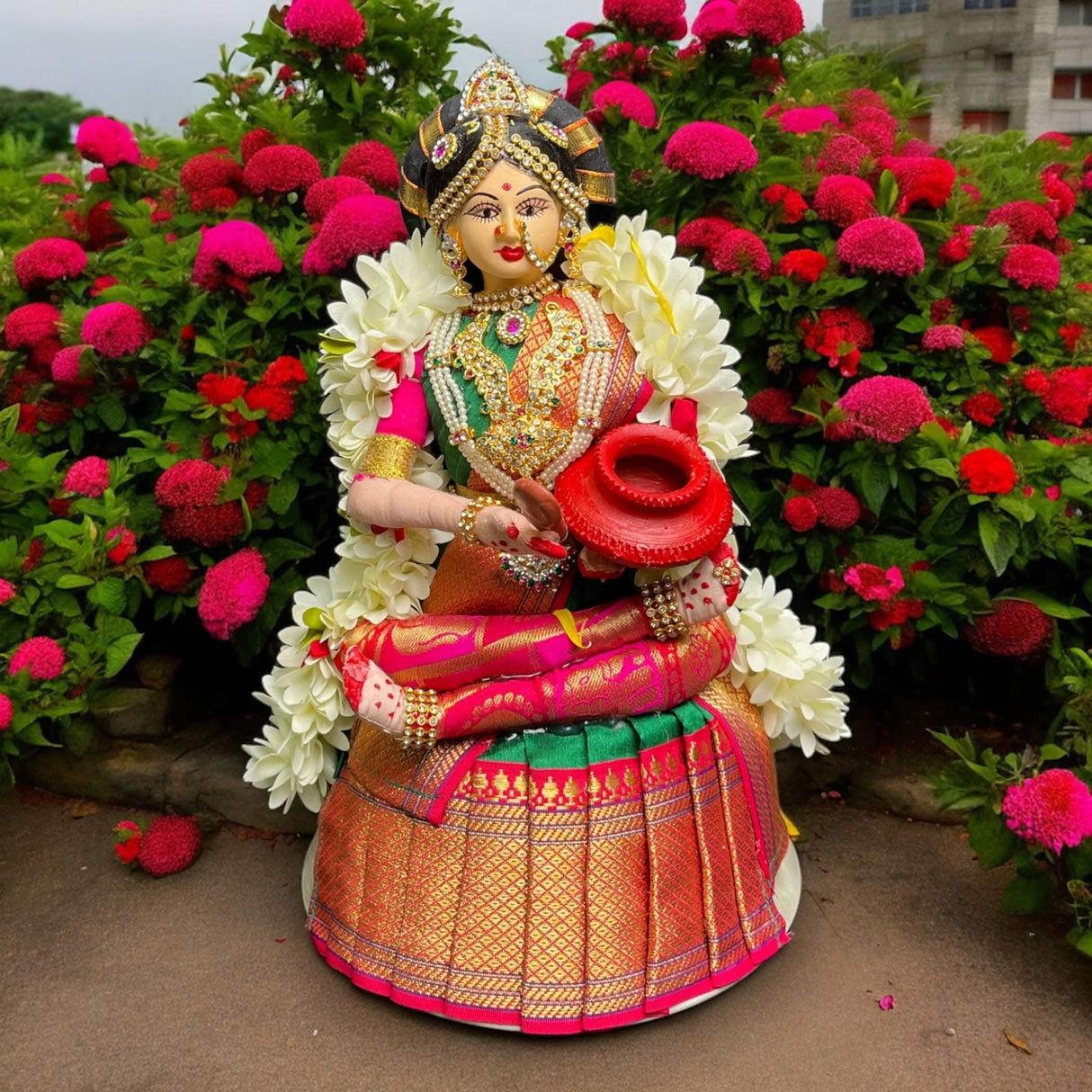 Annapoorani Mata Devi Doll Goddess Annapurna Maa Statue Hindu Idol for Pooja Room Home Office Temple Decor - Annapurni Divine Holy Blessing Housewarming Navaratri Religious Gift - LoveNspire