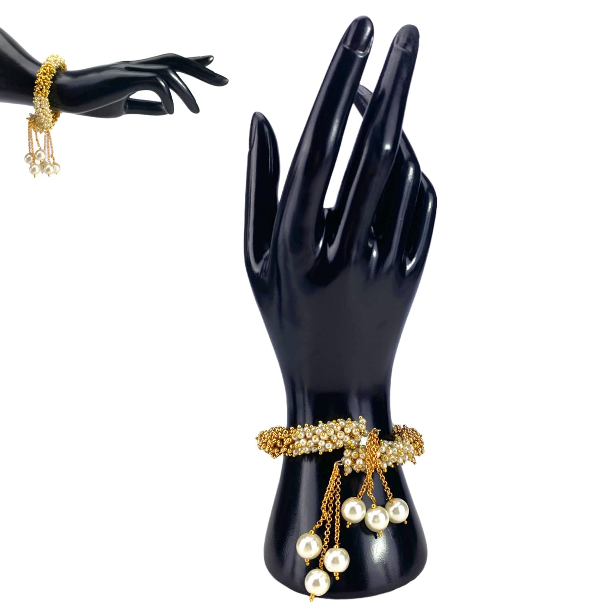 Antique Adjustable Bracelet with Gold Plating Bangle Bracelets for Women Gold and Pearl Bracelet Indian Jewellary Indian Favor or Mothers Day Valentines Anniversary Birthday Gifts - LoveNspire