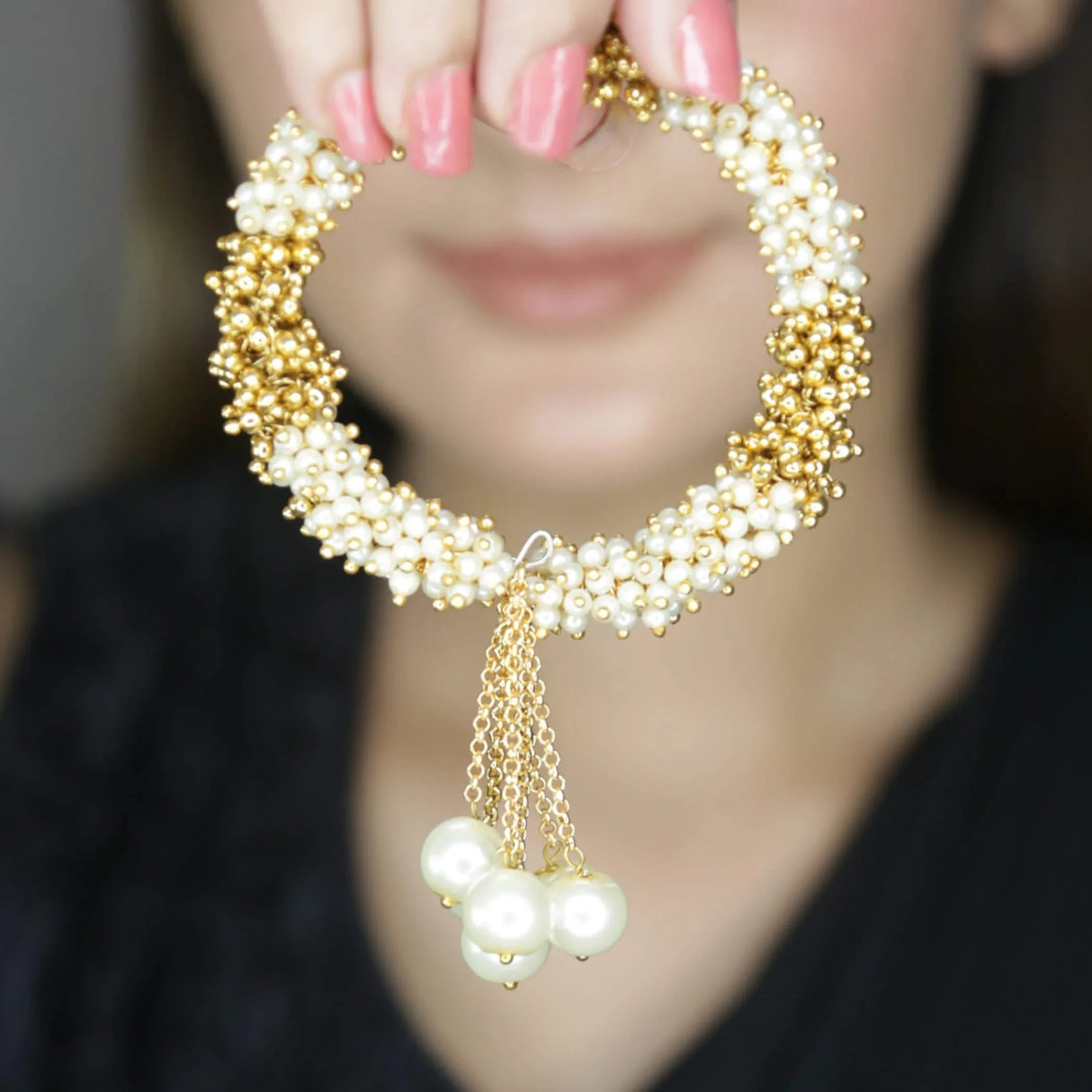 Antique Adjustable Bracelet with Gold Plating Bangle Bracelets for Women Gold and Pearl Bracelet Indian Jewellary Indian Favor or Mothers Day Valentines Anniversary Birthday Gifts - LoveNspire